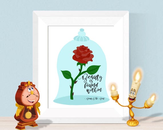 Beauty & The Beast Rose Inspired Quote 8x10 Digital Print