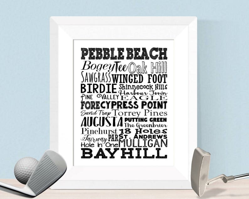 Golf Word Collage 8x10 16x20 Digital Man Cave Office Decor Etsy