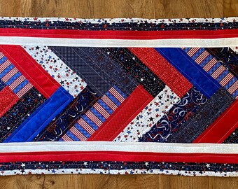 Americana Red, White, and Blue Quilted Table Runner