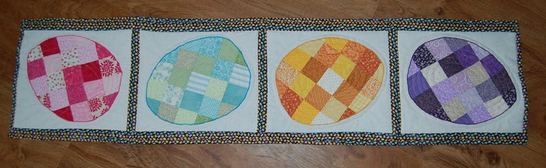 Easter Egg Patchwork Quilted Table Runner
