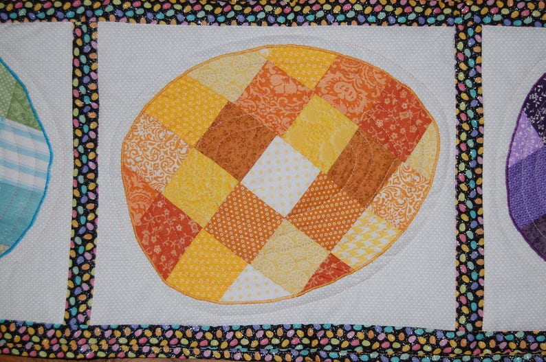 Easter Egg Patchwork Quilted Table Runner