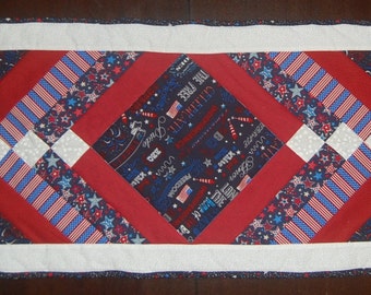 Patriotic July 4th Table Runner Red, White, and Blue