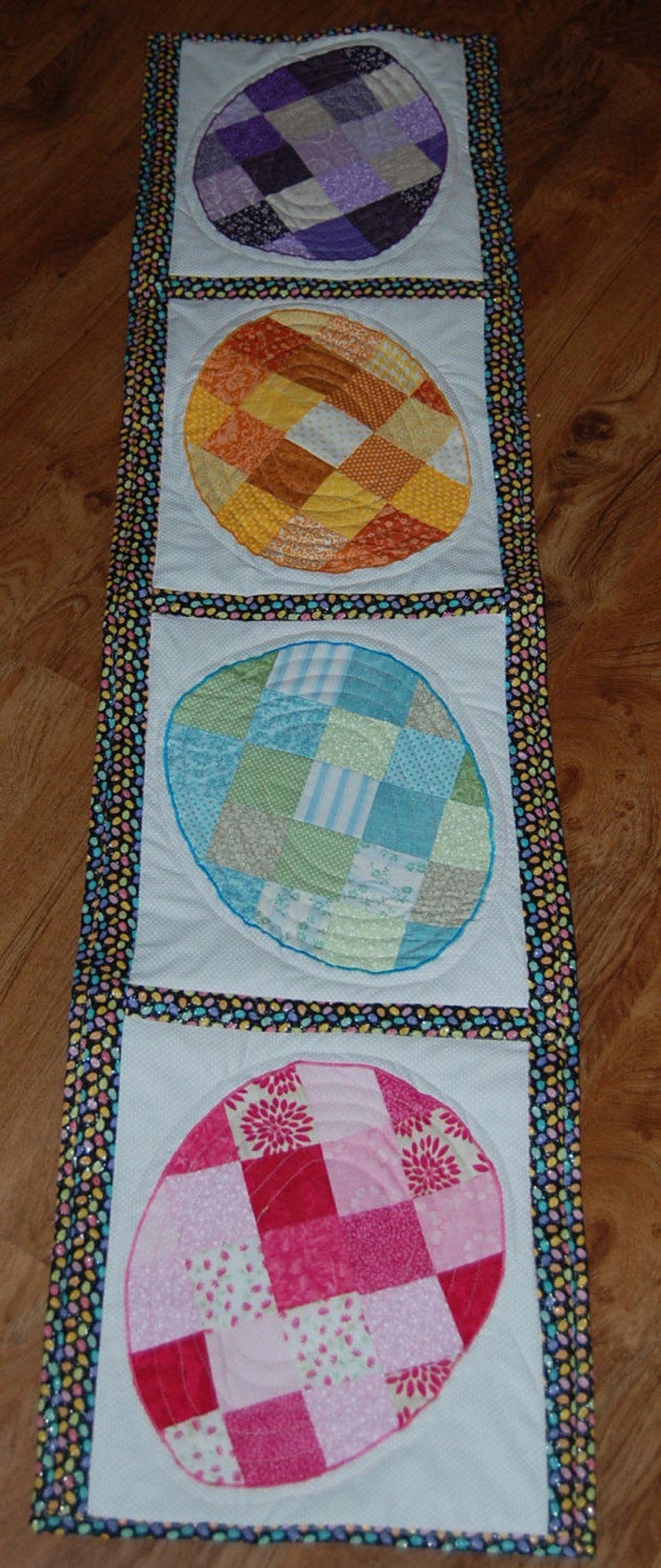 Easter Egg Patchwork Quilted Table Runner