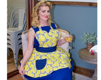 Lemon Vintage Apron - Pinup Girl Pinafore Apron - Retro Apron - Sexy Apron for Brides - Rockabilly Lemonade Stand