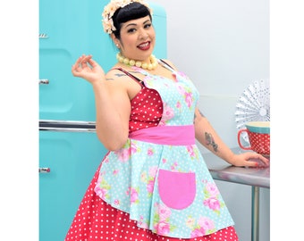 Shabby Chic Pin Up Apron - Cottagecore Aprons For Women - Cute Aprons With Pockets