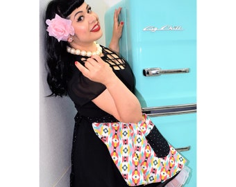 Southwestern Pinup Girl Kitchen Half Apron , Vintage Sexy Apron , Rockabilly Gift