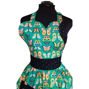 Green Butterflies Aprons for Women Apron with Pockets Butterfly Retro Apron Butterfly Lover Gift image 4