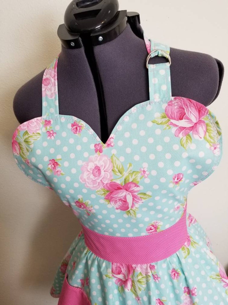 Shabby Chic Pin Up Apron Cottagecore Aprons For Women Cute Aprons With Pockets image 4