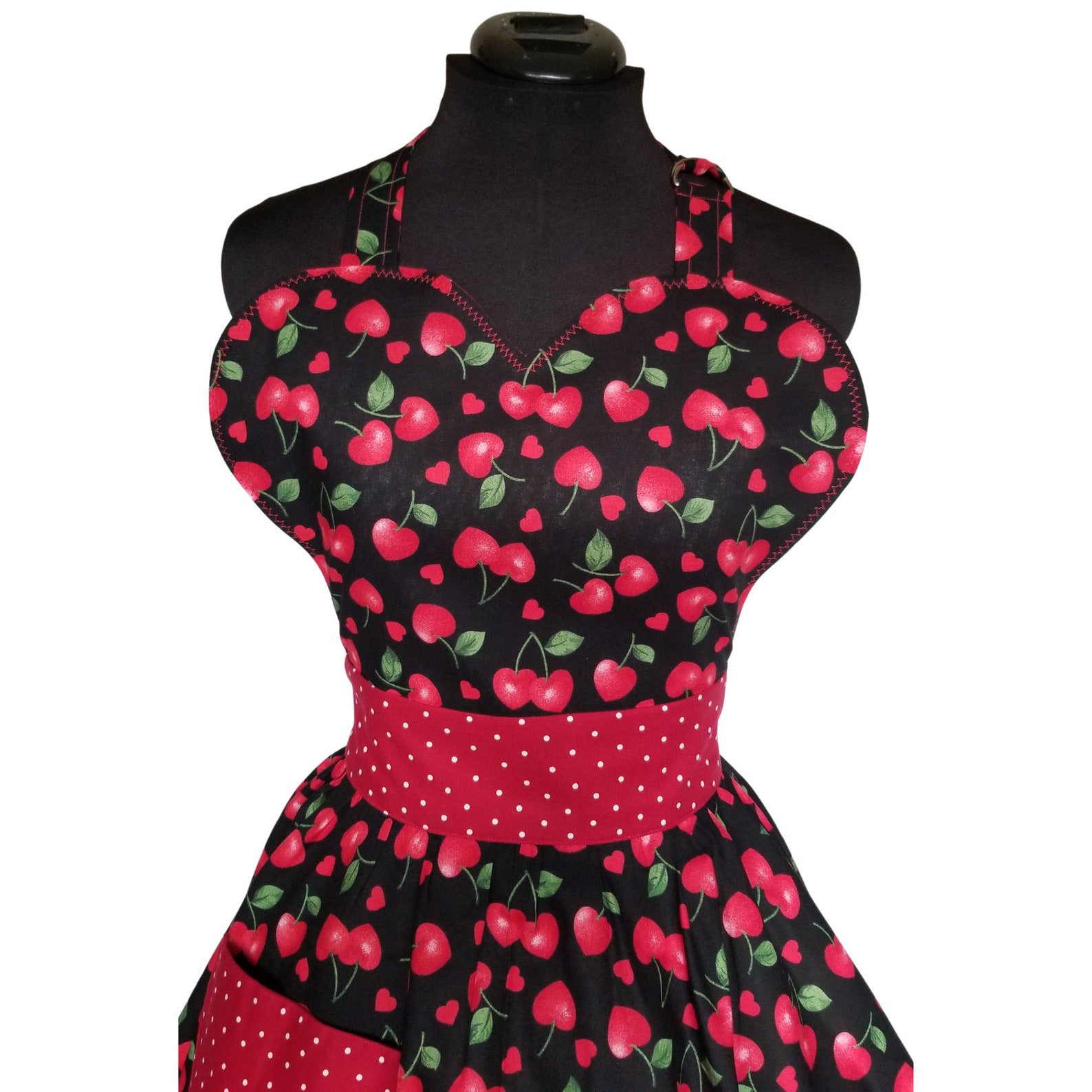 Cherry Heart Kitchen Apron Retro Sexy Apron Rockabilly Etsy