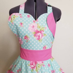 Shabby Chic Pin Up Apron Cottagecore Aprons For Women Cute Aprons With Pockets image 3