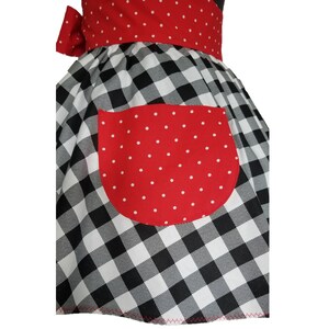 Farmhouse Buffalo Plaid Half Apron Tablier de Noël pour femmes Noir et Blanc Checker Kitchen Decor image 4