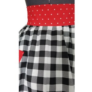 Farmhouse Buffalo Plaid Half Apron Tablier de Noël pour femmes Noir et Blanc Checker Kitchen Decor image 5