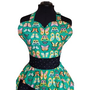 Green Butterflies Aprons for Women Apron with Pockets Butterfly Retro Apron Butterfly Lover Gift image 3