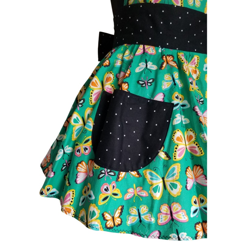 Green Butterflies Aprons for Women Apron with Pockets Butterfly Retro Apron Butterfly Lover Gift image 6