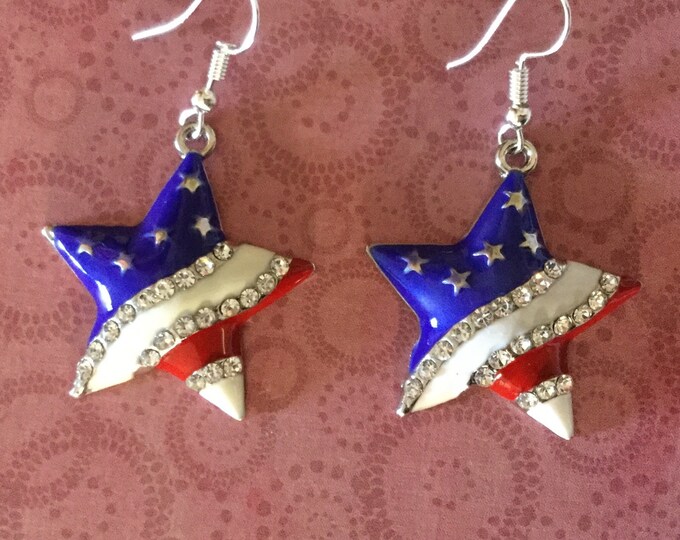 4th of July Earrings. Patriotic Earrings. Star Charm. American  Etsy