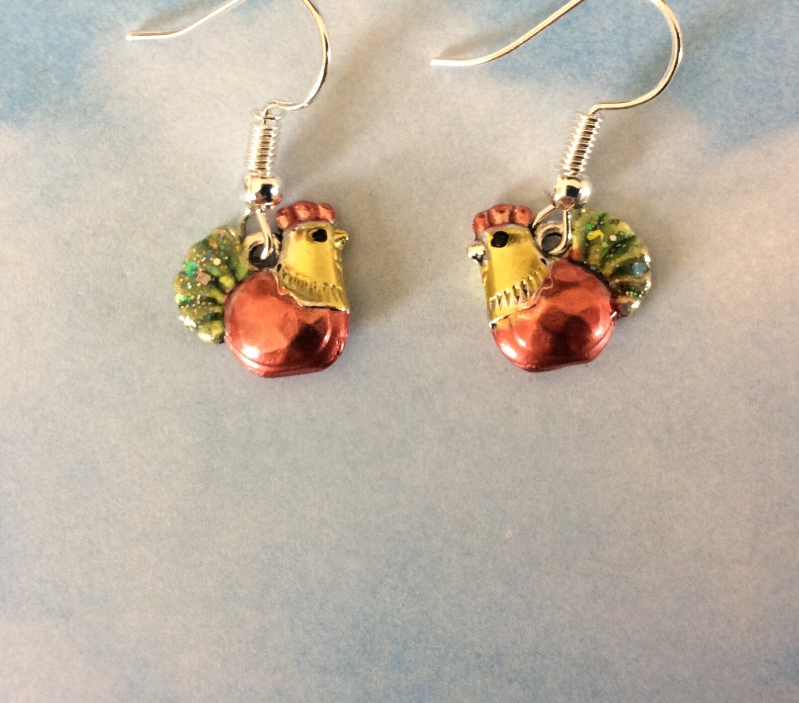 Rooster earrings. Hen earrings. Rooster jewelry. Chicken Etsy
