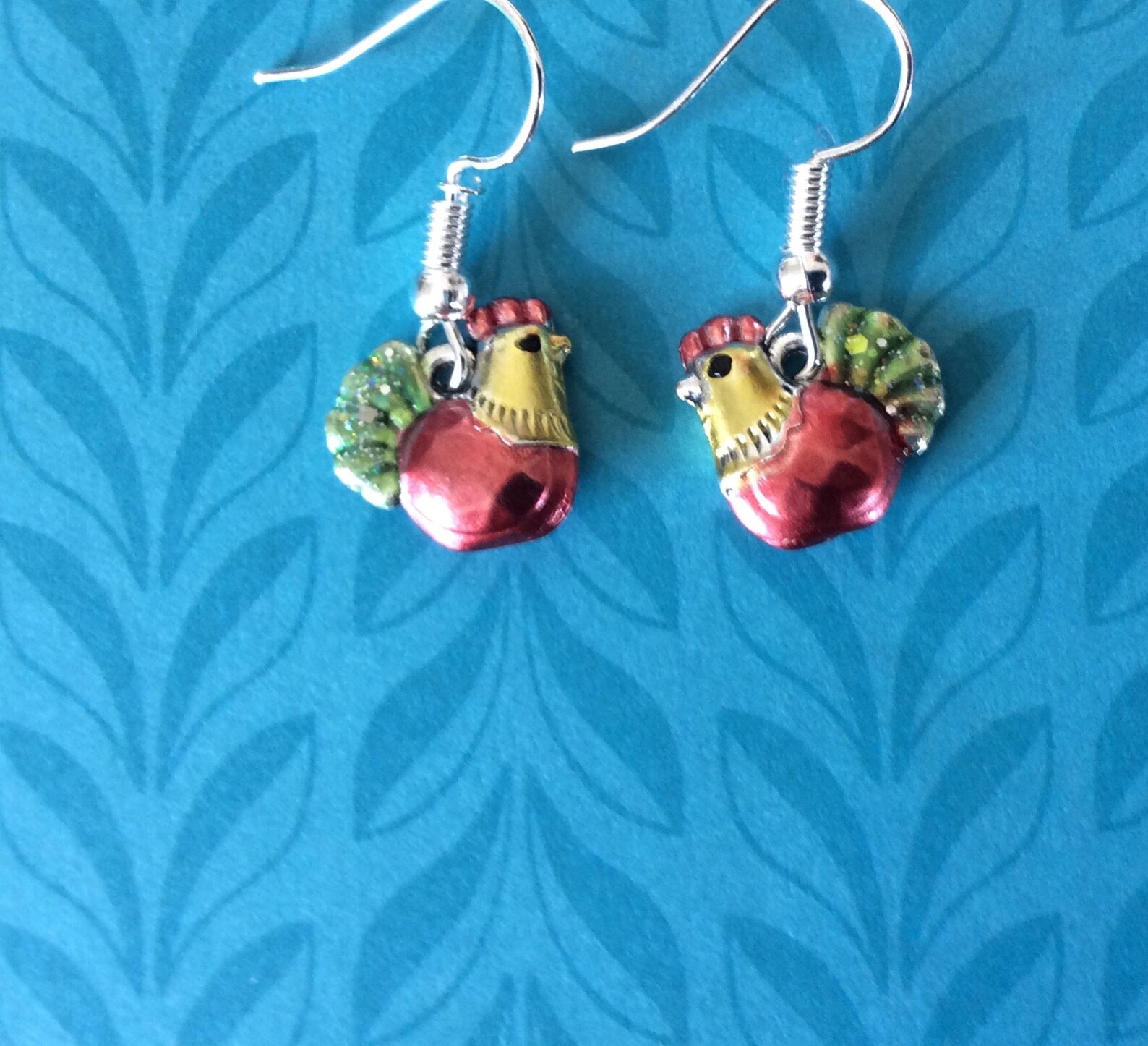 Rooster earrings. Hen earrings. Rooster jewelry. Chicken Etsy