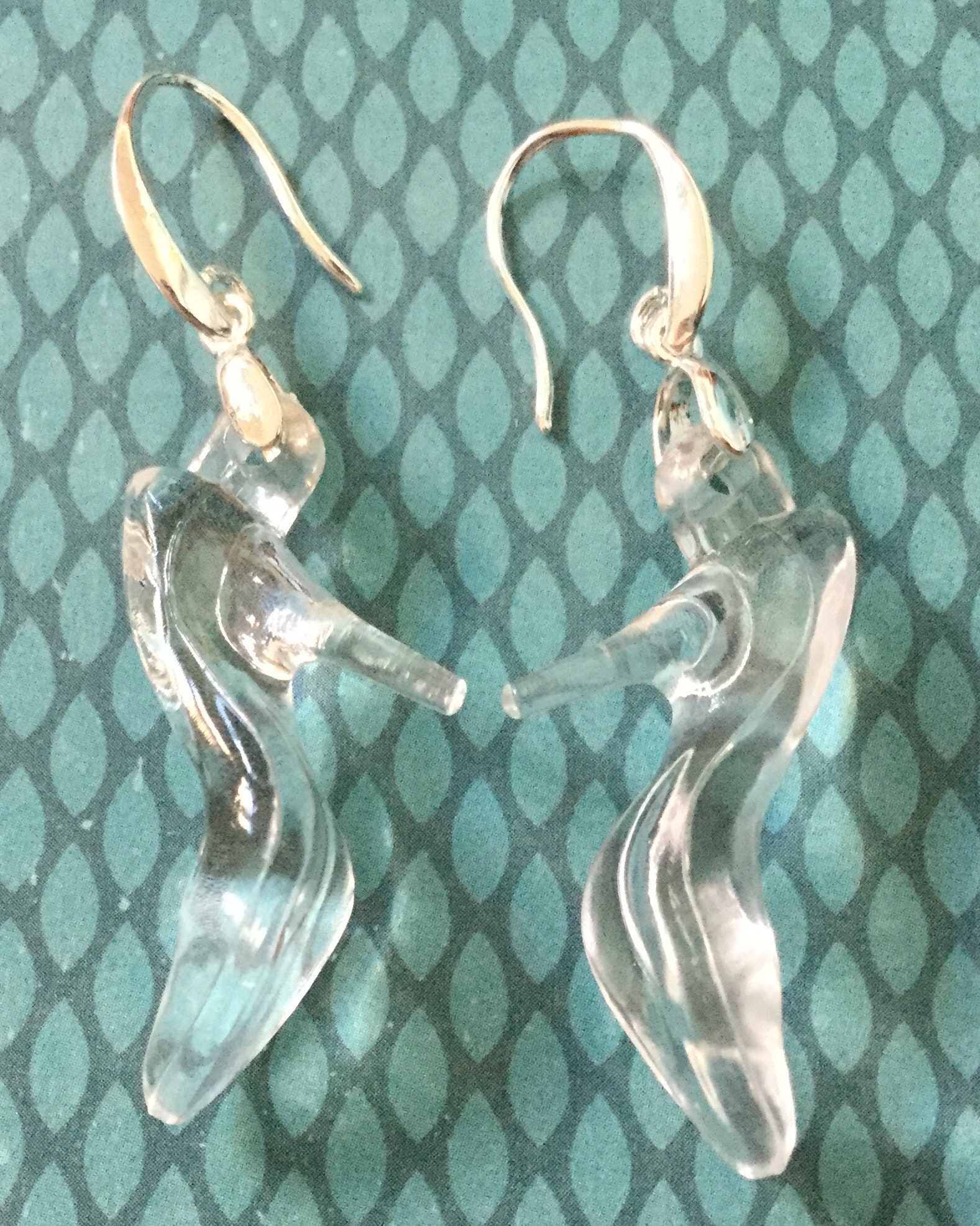 Cinderella earrings. GLASS SLIPPER earrings. Trip earrings. Etsy