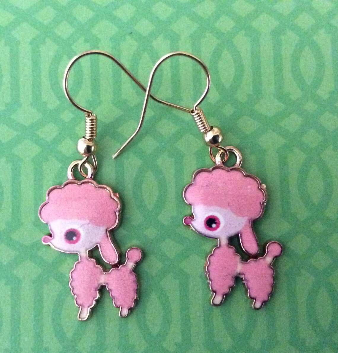 Pink Poodle earrings. Dog earrings. 50s skirt. Poodle skirt. Etsy