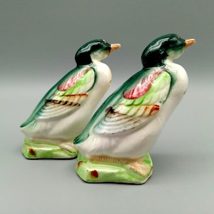 Vintage Mallard Salt & Pepper Shakers, Porcelain, 2.75&quot;