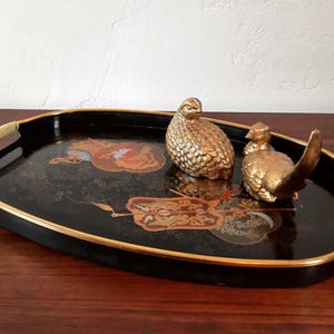 Vintage Japanese Laquerware Tray w/ Fan Motif, 17&quot;