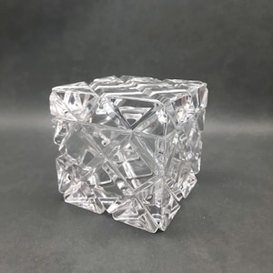 Vintage Mikasa Crystal Box & Lid, Diamond Motif, 4&quot;x4&quot;x4&quot;