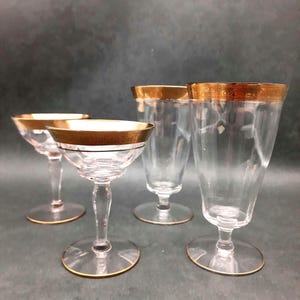 Vintage Tiffin-Franciscan Gold-Rimmed Liquor Cocktail or Iced Tea Glasses