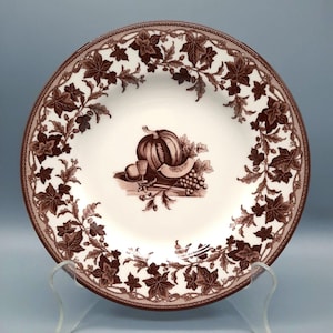 Set mit 6 Wedgewood Transferware Salattellern, Weiß mit Braunem Laub