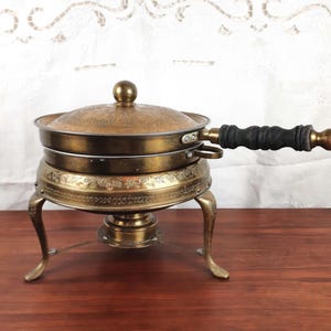 Vintage Brass Chafing Dish, Six Piece