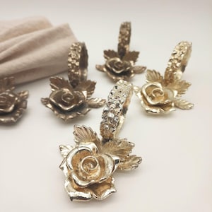 Vintage Silver Tone Solid Metal Napkin Ring & Place Card Holders, Set of Five