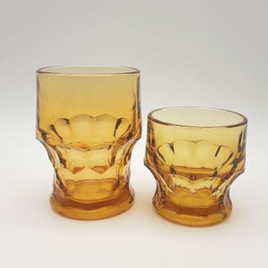 Vintage Amber Topaz Tumbler Glasses, Sets of 4 and 6, Two Sizes