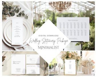 Minimalist Wedding Stationery Package, Elegant Invitations (Digital Download)