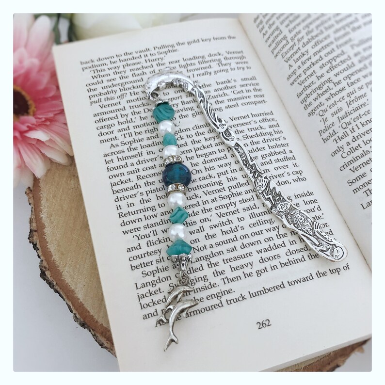 Dolphin Bookmark Silver Dolphin Bookmark Turquoise Bookmark Etsy