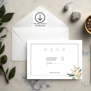Réponse de mariage, thème floral du mariage, téléchargement numérique, papeterie de mariage, cartes-réponses, invitation, modèle de papeterie, WS-PEACHFLORAL