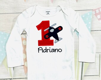 Plane birthday shirt, Personalized birthday shirt, airplane birthday, airplane birthday shirt, 1st birthday, Embroidered birthday shirt.
