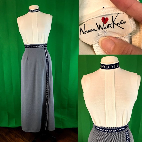 Vintage Norman Wiatt Knits Navy Blue and White 196