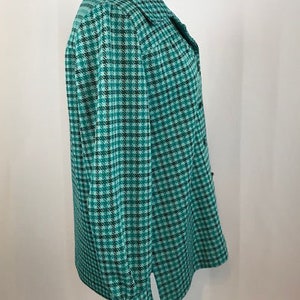 70's Womens Mod Teal Blue Houndstooth Leisure Jacket, 1960's Shirt image 2