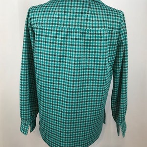 70's Womens Mod Teal Blue Houndstooth Leisure Jacket, 1960's Shirt image 3