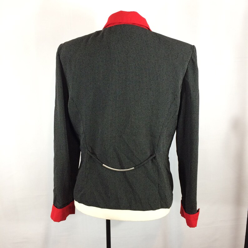 Top with Metal Accents Vintage 80/'s Perceptions by Irene B Black Red Blazer