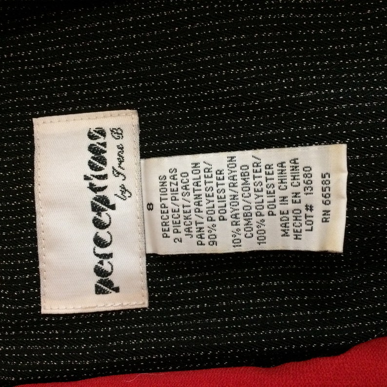 Top with Metal Accents Vintage 80/'s Perceptions by Irene B Black Red Blazer