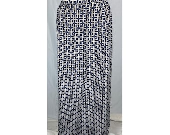 VTG 70s Blue White Geometric Chain Link Maxi Wrap Skirt Double Knit 31" Waist