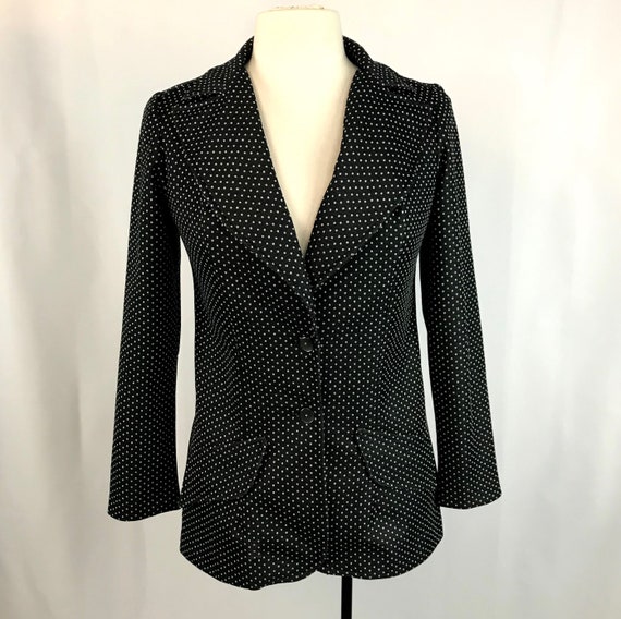 Vintage 60's 70's Swiss Dot Womens Fitted Blazer,… - image 2