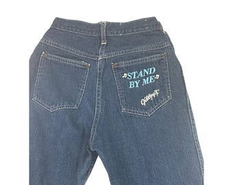 Vintage Gilley's Embroidered Stand By Me Jeans High Waist Blue Denim 24 Waist