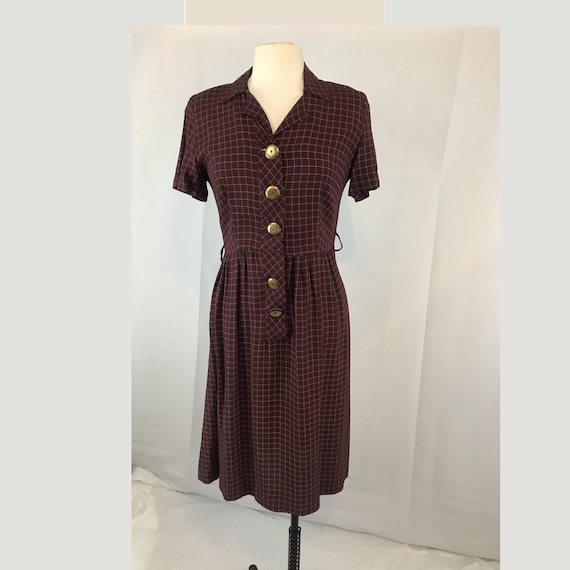 Brookville Classic 1930's Plum Windowpane Plaid Da