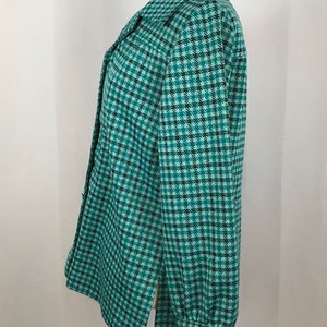 70's Womens Mod Teal Blue Houndstooth Leisure Jacket, 1960's Shirt image 4