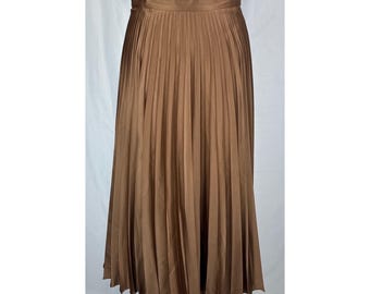 Dino Valiano Vintage Bronze Brown Pleated Midi Skirt Made West Germany 30 Waist