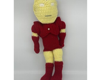 Handmade Crochet Iron Man Plush Amigurumi Marvel Superhero Tony Stark Doll 16"