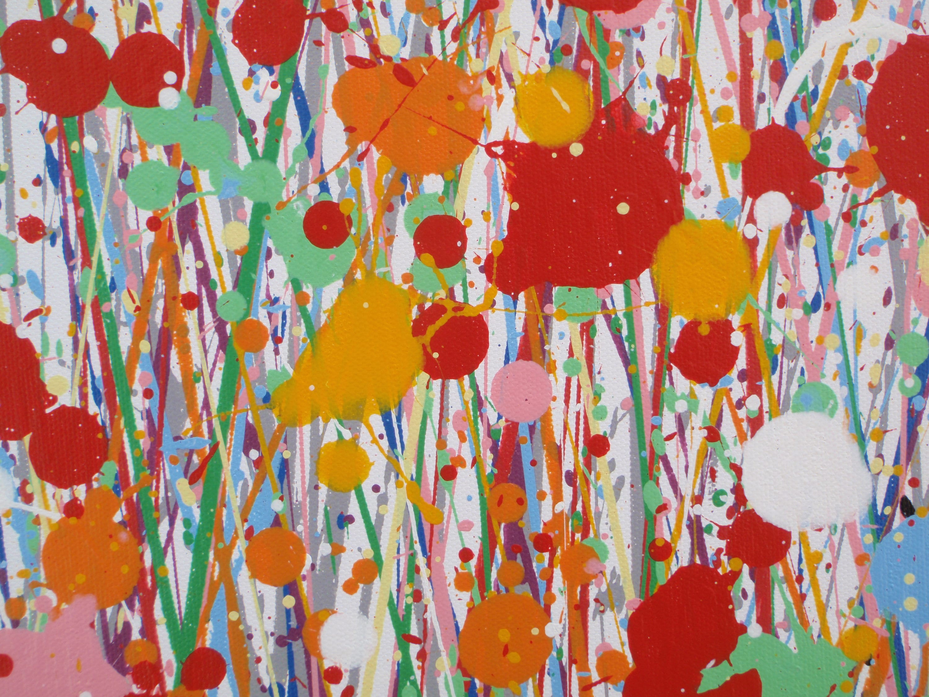 Very Large Modern Wall Art Original Flower Landscape Drip Painting on