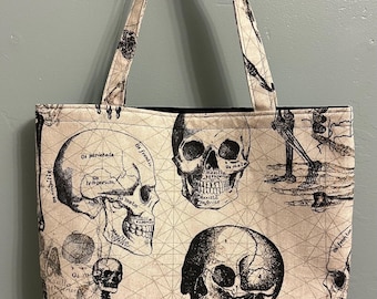 Handmade Cotton Canvas Lined Tote Bag: Skeleton Diagram