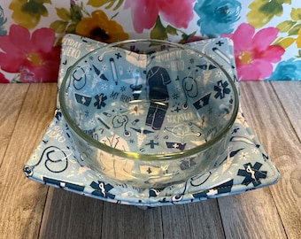 Handmade Mircowavable Safe Bowl Cozy: Health Care Worker